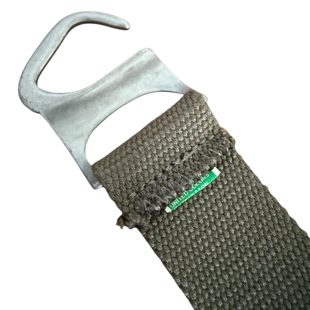 United Colors Of Benetton Olive Canvas Belt Metal Hook Buckle 39" Adjustable - Picture 11 of 13